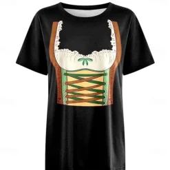 Oktoberfest Beer Bavarian T-shirt Lederhosen 3D For Women's Adults' Carnival Oktoberfest Beer Hot Stamping Party Casual Daily