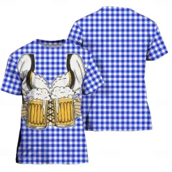 Oktoberfest Beer Bavarian T-shirt Lederhosen 3D Graphic For Couple's Men's Women's Adults' Carnival Oktoberfest Beer 3D Print Party Casual Daily