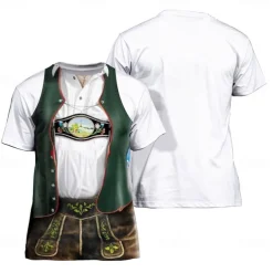 Oktoberfest Beer Bavarian T-shirt Lederhosen 3D Graphic For Couple's Men's Women's Adults' Carnival Oktoberfest Beer 3D Print Party Casual Daily