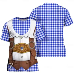 Oktoberfest Beer Bavarian T-shirt Lederhosen 3D Graphic For Couple's Men's Women's Adults' Carnival Oktoberfest Beer 3D Print Party Casual Daily