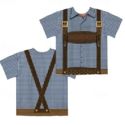 Oktoberfest Beer Bavarian T-shirt Lederhosen 3D Graphic For Men's Adults' Carnival Oktoberfest Beer 3D Print Party Casual Daily