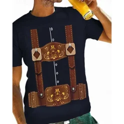 Oktoberfest Beer Bavarian T-shirt Lederhosen 3D For Men's Adults' Carnival Oktoberfest Beer Hot Stamping Party Casual Daily