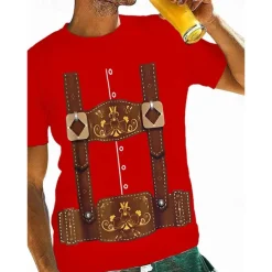 Oktoberfest Beer Bavarian T-shirt Lederhosen 3D For Men's Adults' Carnival Oktoberfest Beer Hot Stamping Party Casual Daily
