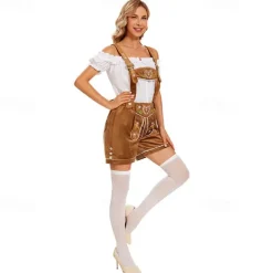 Oktoberfest Beer Costume Blouse Lederhosen Cosplay Costume Masquerade Cosplay German Munich Wiesn Women's Traditional Style Cloth Halloween Carnival