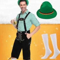Oktoberfest Beer Lederhosen Shirt Alpine Hat Bavarian Bavarian German Munich Wiesn Men's Traditional Style Cloth Blouse Shorts Hat