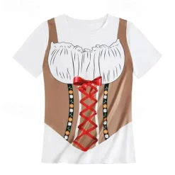 Oktoberfest Beer T-shirt Dirndl Graphic For Women's Adults' Carnival Oktoberfest Beer 3D Print Party Vacation