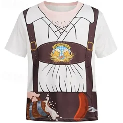 Oktoberfest Beer T-shirt Lederhosen Graphic For Men's Adults' Carnival Oktoberfest Beer 3D Print Party Vacation