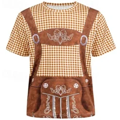 Oktoberfest Beer T-shirt Lederhosen Graphic For Men's Adults' Carnival Oktoberfest Beer 3D Print Party Vacation