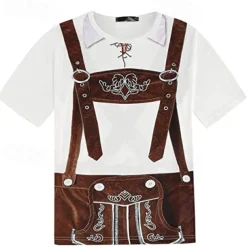 Oktoberfest Beer T-shirt Lederhosen Graphic For Men's Adults' Carnival Oktoberfest Beer 3D Print Party Vacation