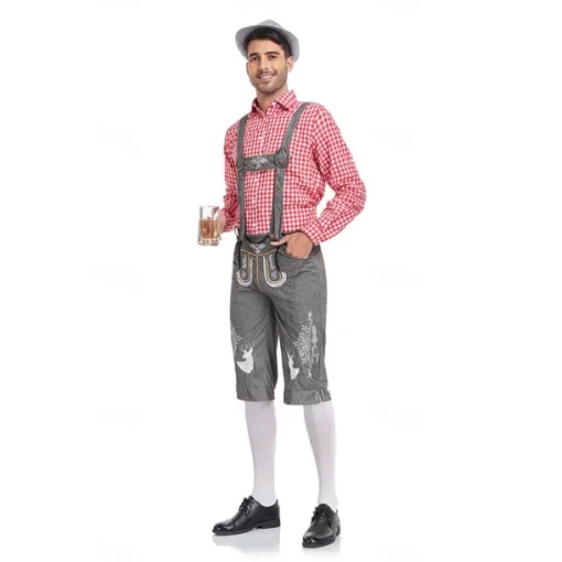 Oktoberfest Blouse / Shirt Lederhosen Oktoberfest / Beer Bavarian Bavarian Wiesn Men's Traditional Style Cloth Blouse Shorts Hat