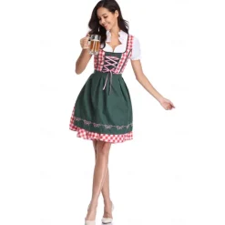 Oktoberfest Blouse / Shirt Dirndl Lederhosen Bavarian Couple Oktoberfest Couple German Munich Wiesn Men's Women's Traditional Style Cloth Blouse Dress Shorts