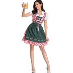 Oktoberfest Blouse / Shirt Dirndl Lederhosen Bavarian Couple Oktoberfest Couple German Munich Wiesn Men's Women's Traditional Style Cloth Blouse Dress Shorts
