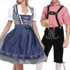 Oktoberfest Blouse / Shirt Dirndl Lederhosen Bavarian Couple Oktoberfest Couple German Munich Wiesn Men's Women's Traditional Style Cloth Blouse Dress Shorts