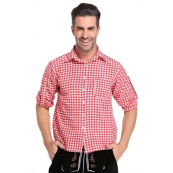 Oktoberfest Blouse / Shirt Dirndl Lederhosen Bavarian Couple Oktoberfest Couple German Munich Wiesn Men's Women's Traditional Style Cloth Blouse Dress Shorts