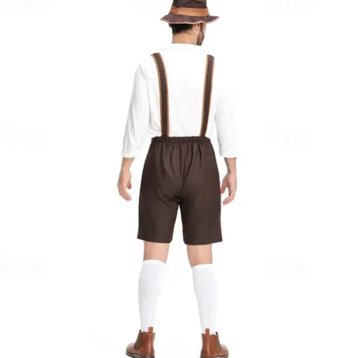Oktoberfest Cosplay Costume Lederhosen Shirt Outfits Bavarian Munich Wiesn Men's Festival Traditional Style Cloth Blouse Shorts Hat