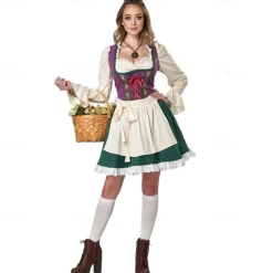 Oktoberfest Dirndl Trachtenkleider Oktoberfest / Beer Bavarian Wiesn Traditional Style Wiesn Women's Traditional Style Cloth Dress Apron
