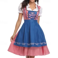 Oktoberfest Dirndl Trachtenkleider Dirndl Blouse Bavarian Wiesn Traditional Style Wiesn Women's Traditional Style Cloth Blouse Dress Apron