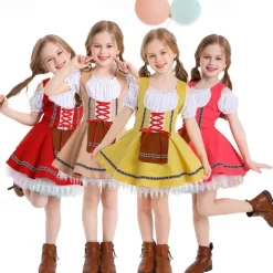 Oktoberfest Dress Dirndl Maid Bavarian Munich Wiesn Girls' Carnival Beer Festival Traditional Style Cloth