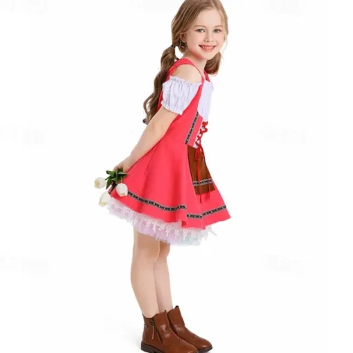 Oktoberfest Dress Dirndl Maid Bavarian Munich Wiesn Girls' Carnival Beer Festival Traditional Style Cloth