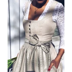 Oktoberfest Dress Dirndl Maid Bavarian German Munich Wiesn Women's Party Beer Festival Traditional Style Cloth Without Blouse