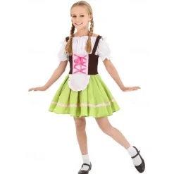 Oktoberfest Dress Dirndl Lederhosen Bavarian Maid German Munich Wiesn Boys' Girls' Traditional Style Cloth