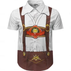 Oktoberfest Lederhosen Print Hawaii Shirts Aloha Shirt Print Graphic For Men's Adults' Carnival Oktoberfest Beer 3D Print Vacation Party