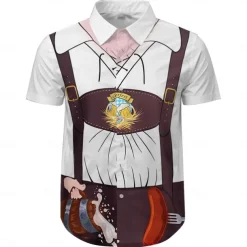 Oktoberfest Lederhosen Print Hawaii Shirts Aloha Shirt Print Graphic For Men's Adults' Carnival Oktoberfest Beer 3D Print Vacation Party