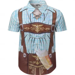 Oktoberfest Lederhosen Print Hawaii Shirts Aloha Shirt Print Graphic For Men's Adults' Carnival Oktoberfest Beer 3D Print Vacation Party