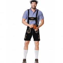 Oktoberfest Lederhosen Shirt Bavarian Bavarian German Wiesn Men's Traditional Style Cloth Blouse Shorts Hat