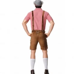 Oktoberfest Lederhosen Shirt Bavarian Bavarian German Wiesn Men's Traditional Style Cloth Blouse Shorts Hat
