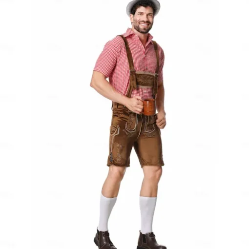 Oktoberfest Lederhosen Shirt Bavarian Bavarian German Wiesn Men's Traditional Style Cloth Blouse Shorts Hat
