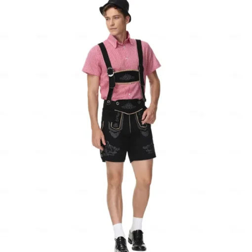 Oktoberfest Lederhosen Shirt Bavarian Bavarian German Wiesn Men's Traditional Style Cloth Blouse Shorts