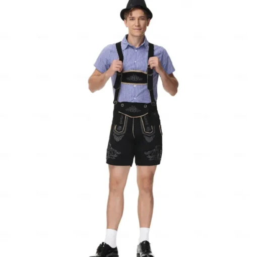 Oktoberfest Lederhosen Shirt Bavarian Bavarian German Wiesn Men's Traditional Style Cloth Blouse Shorts