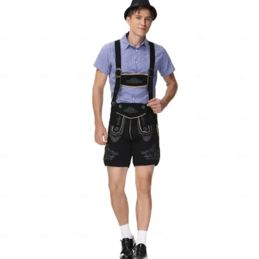 Oktoberfest Lederhosen Shirt Bavarian Bavarian German Wiesn Men's Traditional Style Cloth Blouse Shorts