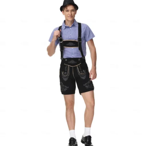 Oktoberfest Lederhosen Shirt Bavarian Bavarian German Wiesn Men's Traditional Style Cloth Blouse Shorts