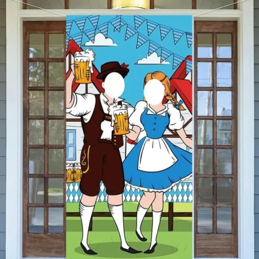Oktoberfest Party Decorations Oktoberfest Photo Door Banner Backdrop Props Large Fabric Photo Door Banner for Oktoberfest Party Decorations Funny Oktoberfest Game Supplies 5.90 x 2.95 ft