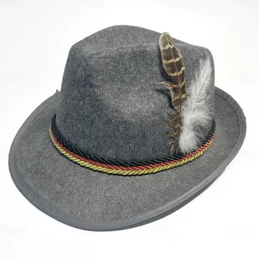 Oktoberfest Tyrolean Hat Alpine Hat Bavarian German Munich Wiesn Men's Traditional Style Cloth