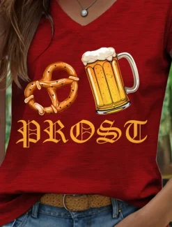 Oktoberfest Women's Camisole Tank Top Graphic Letter Vintage Stylish Classic Sleeveless Short Sleeve V Neck Regular Tops Daily Vacation Wear Print Black White Red Blue Purple Summer Spring