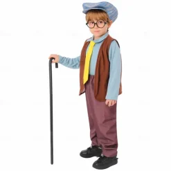 Old Man Halloween Outfits Costume Dress Up with Grandpa Funny Costume Kid's Boys' Halloween Carnival 100th Day of School Easy Halloween Costumes Dress Up