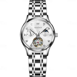 OLEVS 6608 Automatic Mechanical Watch For Women Deep Waterproof Luminous Moon Phase Hand Clock Original Luxury Women's Watches