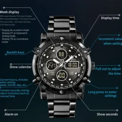 OLEVS 1106 Men's Watch Luxury Brand Quartz Watch Trend Sports Alarm Clock LED Display Waterproof Timing Code Watch Men's Watch