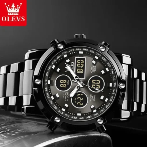 OLEVS 1106 Men's Watch Luxury Brand Quartz Watch Trend Sports Alarm Clock LED Display Waterproof Timing Code Watch Men's Watch