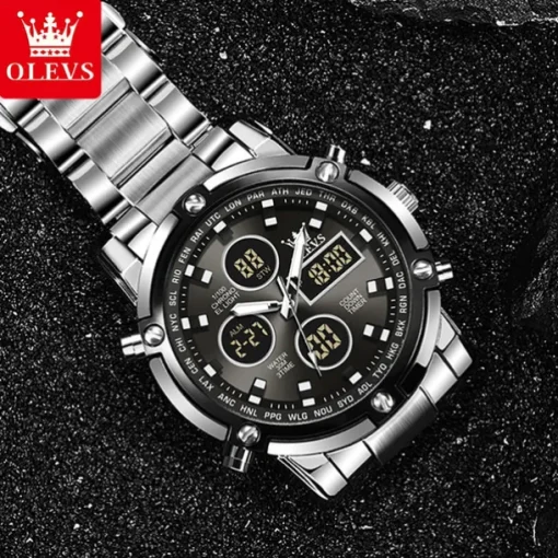 OLEVS 1106 Men's Watch Luxury Brand Quartz Watch Trend Sports Alarm Clock LED Display Waterproof Timing Code Watch Men's Watch