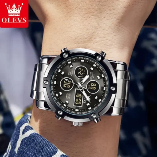 OLEVS 1106 Men's Watch Luxury Brand Quartz Watch Trend Sports Alarm Clock LED Display Waterproof Timing Code Watch Men's Watch