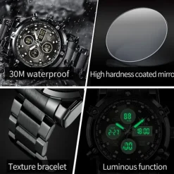 OLEVS 1106 Men's Watch Luxury Brand Quartz Watch Trend Sports Alarm Clock LED Display Waterproof Timing Code Watch Men's Watch
