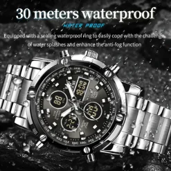 OLEVS 1106 Men's Watch Luxury Brand Quartz Watch Trend Sports Alarm Clock LED Display Waterproof Timing Code Watch Men's Watch