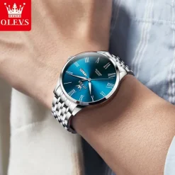 OLEVS 3633 New Men's Watch Fashion Simple Roman Numbers Scale Stainless Steel Quartz Watch for Men Auto Date Business Wristwatch