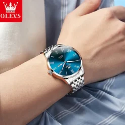 OLEVS 3633 New Men's Watch Fashion Simple Roman Numbers Scale Stainless Steel Quartz Watch for Men Auto Date Business Wristwatch
