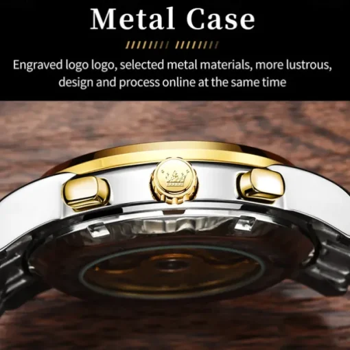 OLEVS Men Mechanical Watch Creative Outdoor Fashion Casual Automatic Self-winding Moon phase Luminous Calendar Steel Watch
