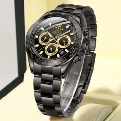 OLEVS Men Mechanical Watch Fashion Business Wristwatch Automatic Self-winding Luminous Calendar Waterproof Steel Watch